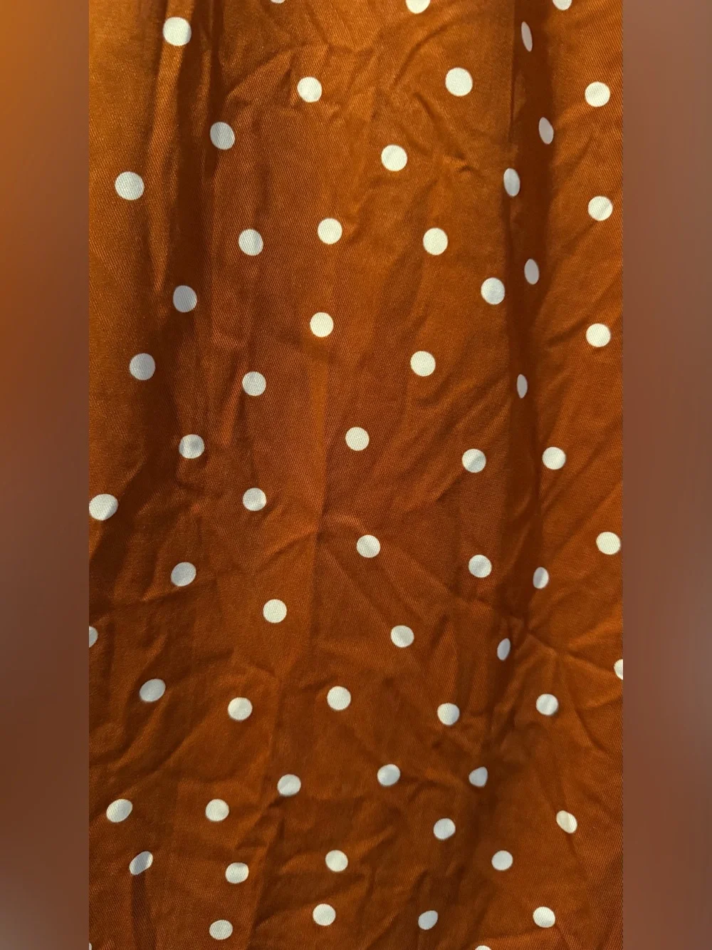 Anthropologie wide-leg palazzo brown polka dots pleated pants, Size Large - Picture 4 of 6